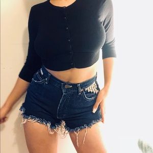 Vintage ⚡️Studded High-Rise Jean shorts